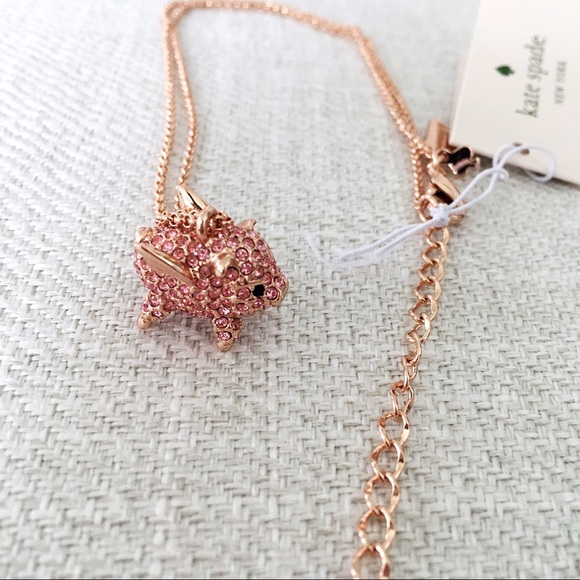 Kate Spade Imagination Pavé Pig Mini Pendant Flying Pig Necklace - Picture 2 of 5